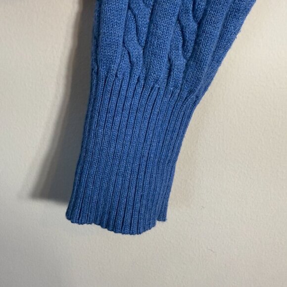 Vintage Eddie Bauer Cable Knit V-Neck Sweater Pullover Women's Large Blue Soft - Picture 6 of 11